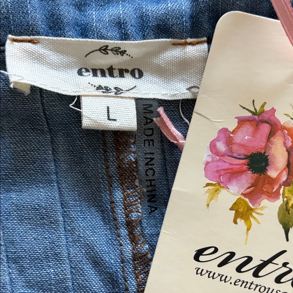 Entro Blue Denim Mini Dress with Pockets - Picture 4 of 6